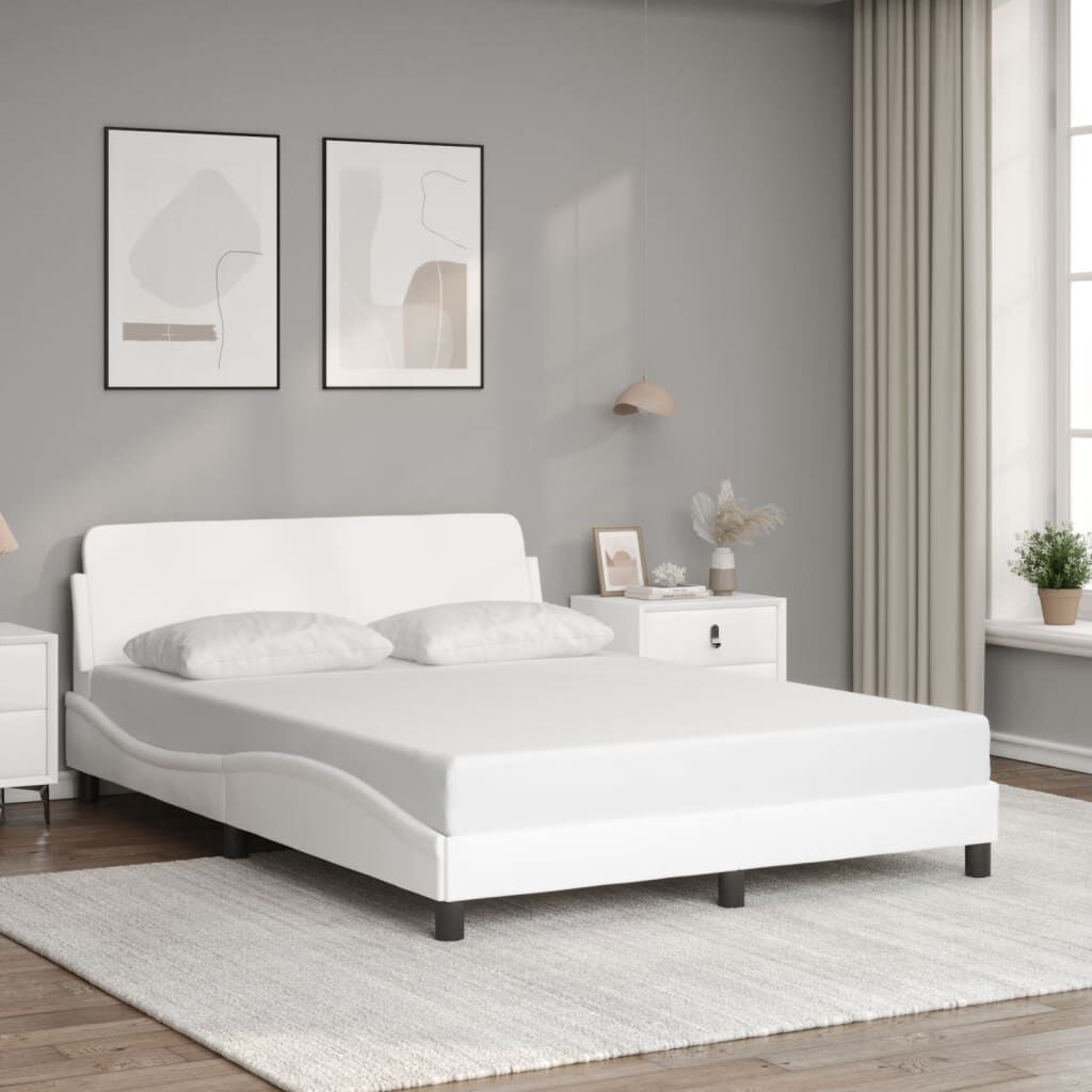 vidaXL Bed Frame without Mattress White 137x187 cm Double Faux Leather