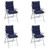 vidaXL Lowback Chair Cushions 4 pcs Navy Blue Oxford Fabric