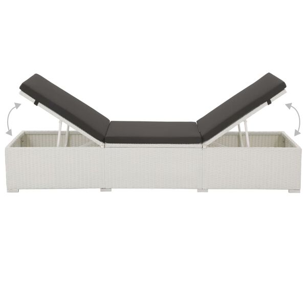 vidaXL Sun Lounger with Cushion Poly Rattan White