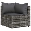 vidaXL Garden Corner Sofas with Cushions 2 pcs Grey Poly Rattan