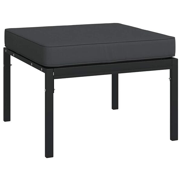 vidaXL Garden Footstools with Grey Cushions 2 pcs 60x60x35 cm Steel