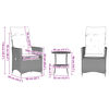 vidaXL 3 Piece Bistro Set with Cushions Black Poly Rattan