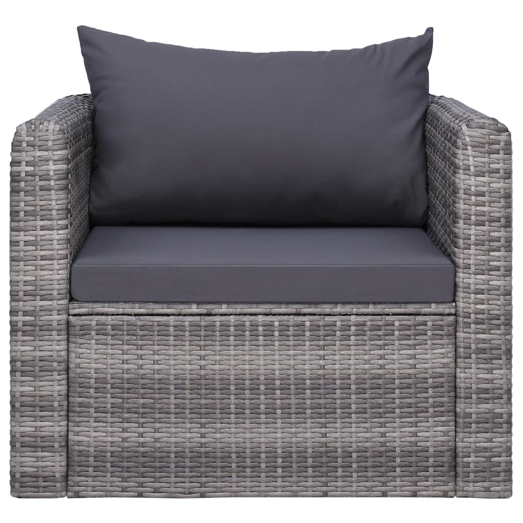 vidaXL 7 Piece Garden Lounge Set with Cushions Poly Rattan Grey