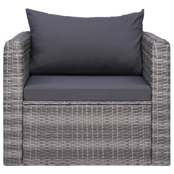 vidaXL 7 Piece Garden Lounge Set with Cushions Poly Rattan Grey