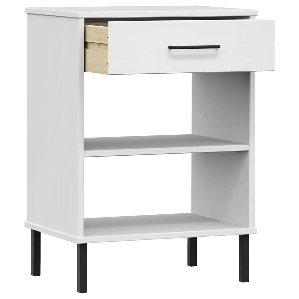 vidaXL Console Cabinet with Metal Legs White Solid Wood Pine OSLO