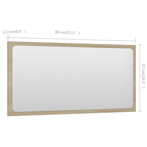 vidaXL Bathroom Mirror Sonoma Oak 80x1.5x37 cm Engineered Wood
