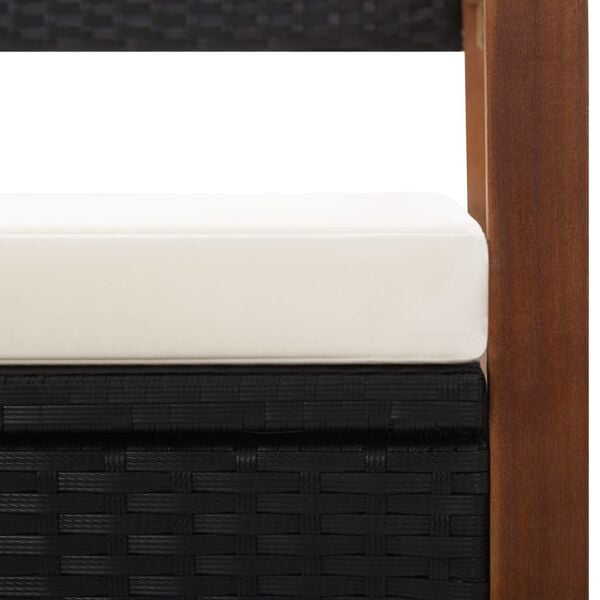 vidaXL Storage Bench 115 cm Poly Rattan and Solid Acacia Wood Black