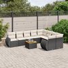 vidaXL 10 Piece Garden Sofa Set with Cushions Black Poly Rattan