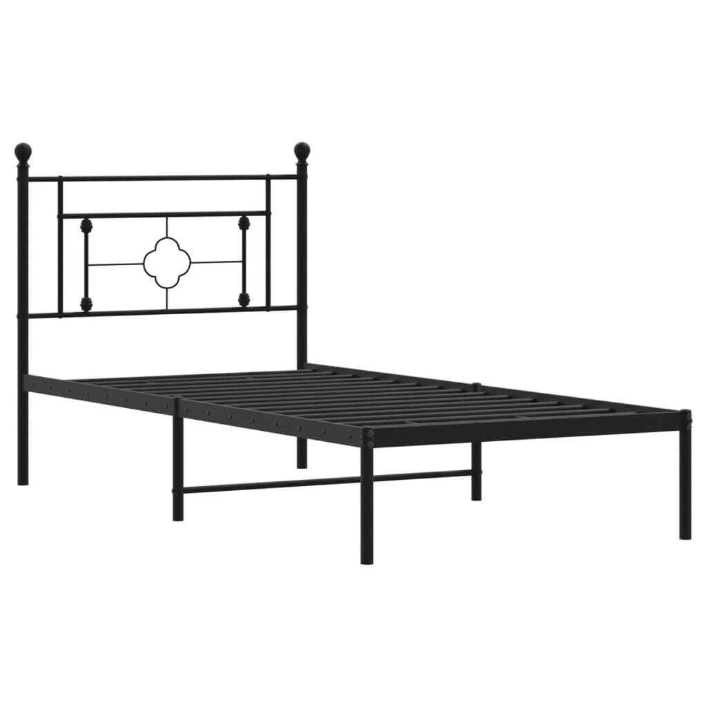 vidaXL Metal Bed Frame without Mattress with Headboard Black 100x200cm