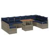 vidaXL Garden Dining Set with Cushion 11 pcs Grey and Navy