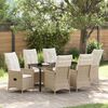 vidaXL Garden Dining Set with Cushion 7 pcs Beige Poly Rattan