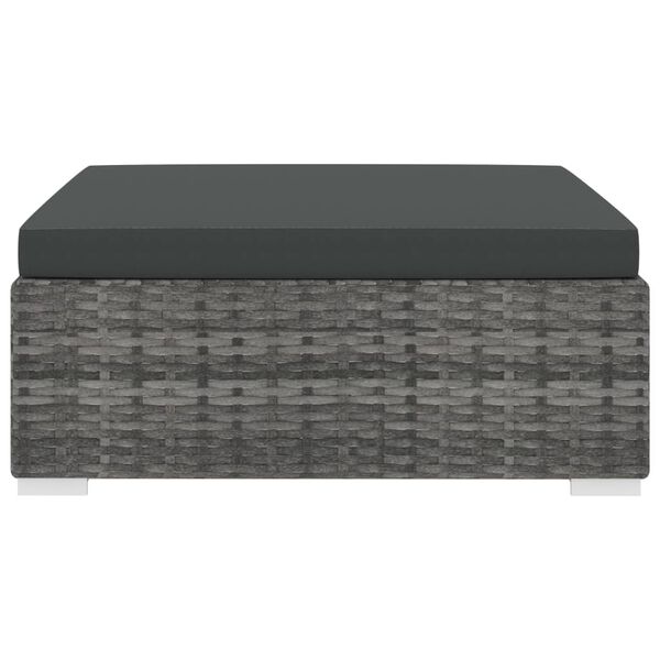 vidaXL Sectional Footrest with Cushion Poly Rattan grey