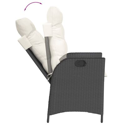 vidaXL 3 Piece Garden Dining Set with Cushions Black Poly Rattan