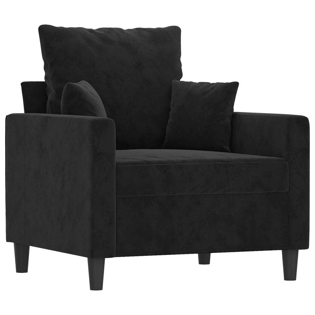 vidaXL 3 Piece Sofa Set with Cushions Black Velvet
