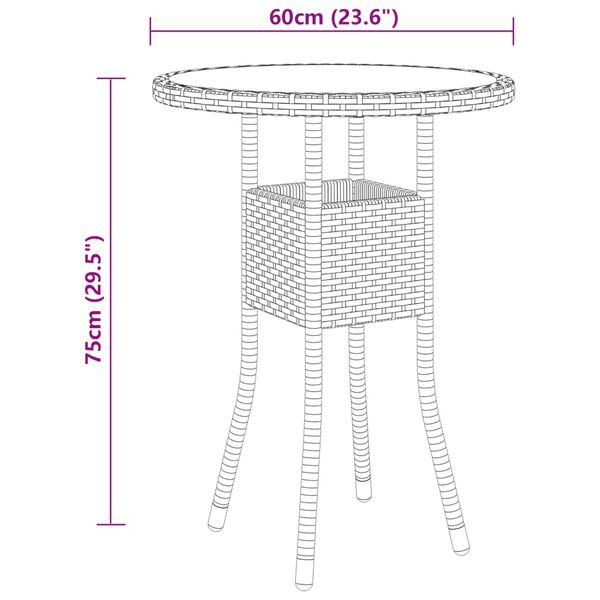 vidaXL 3 Piece Garden Dining Set Poly Rattan Beige