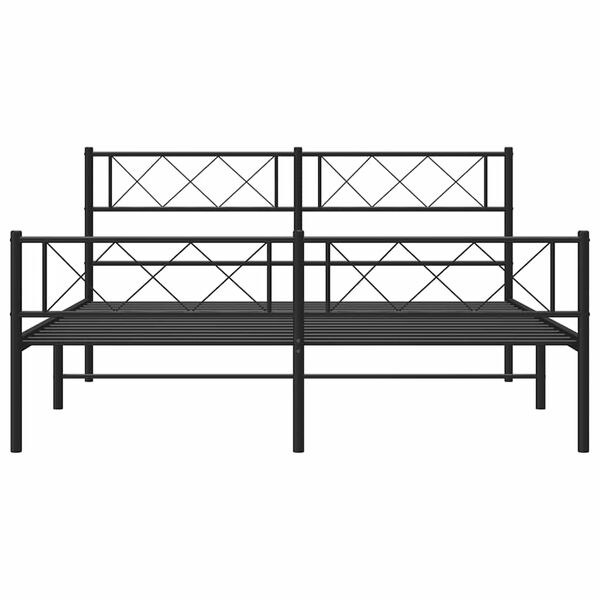 vidaXL Metal Bed Frame without Mattress with Footboard Black 135x190cm
