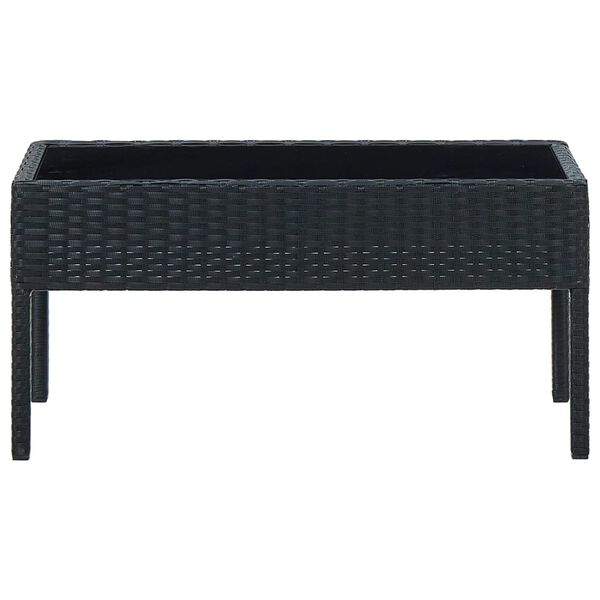 vidaXL Garden Table Black 75x40x37 cm Poly Rattan
