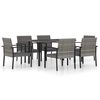 vidaXL 7 Piece Garden Dining Set Poly Rattan Grey
