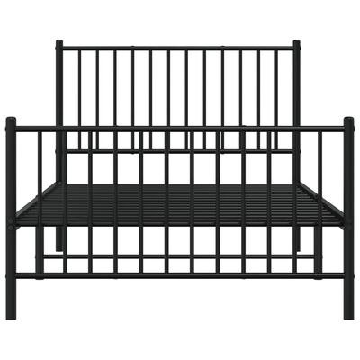 vidaXL Metal Bed Frame without Mattress with Footboard Black 100x190 cm