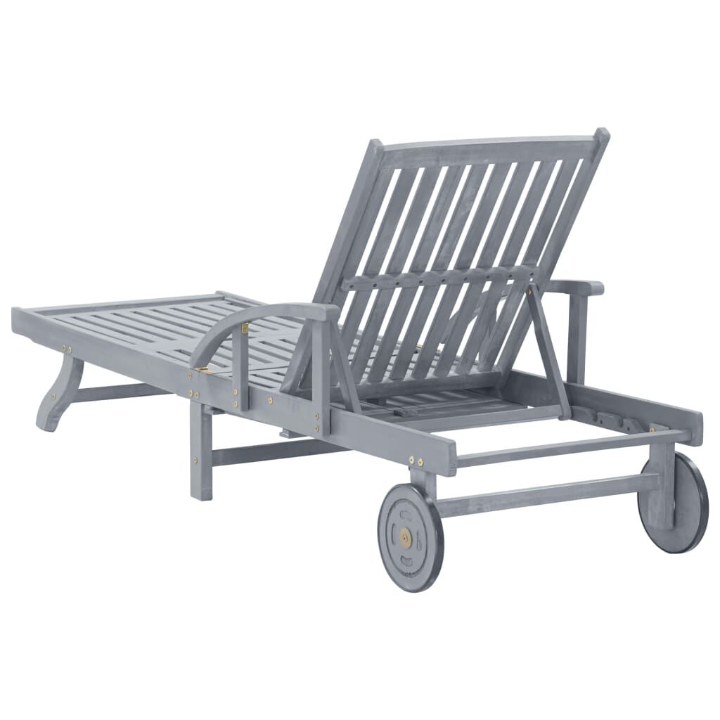 vidaXL Garden Sun Lounger with Cushion Solid Acacia Wood