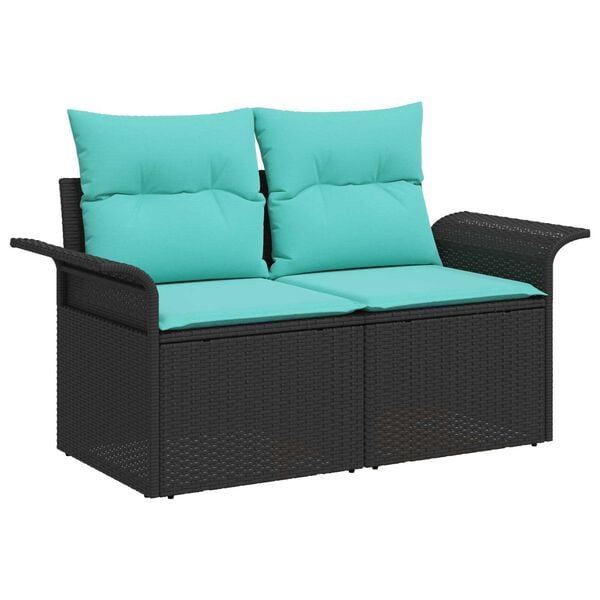 vidaXL 6 Piece Garden Sofa Set with Cushions Black Poly Rattan