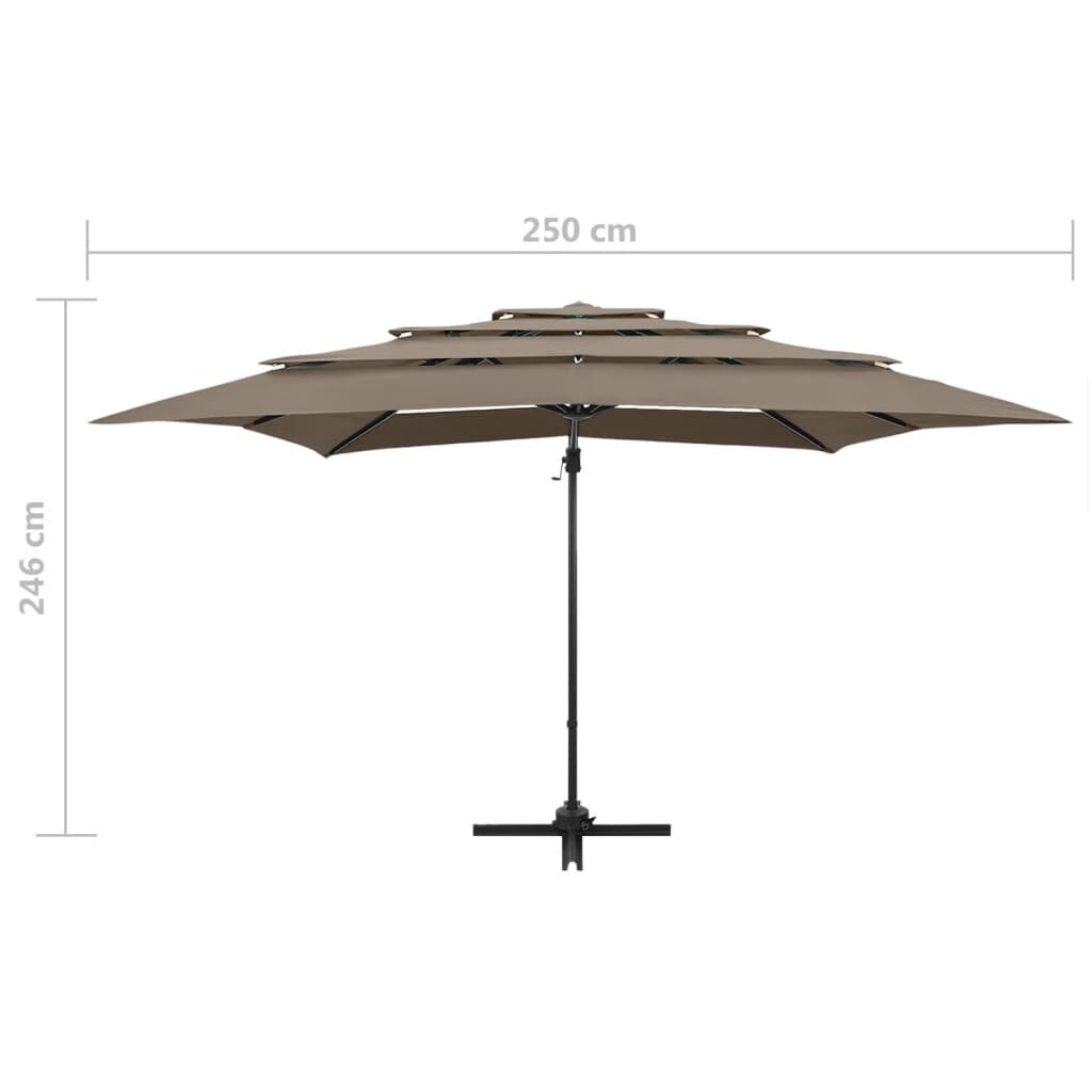 vidaXL 4-Tier Garden Parasol with Aluminium Pole Taupe 250x250 cm