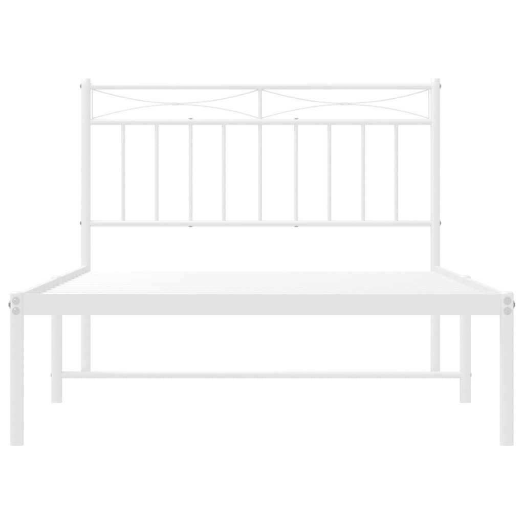 vidaXL Metal Bed Frame without Mattress with Headboard White 100x200cm