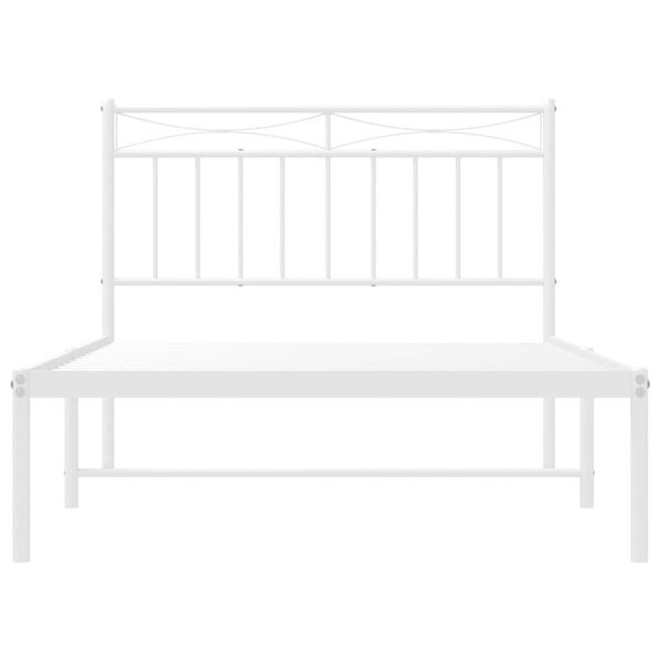 vidaXL Metal Bed Frame without Mattress with Headboard White 100x200cm