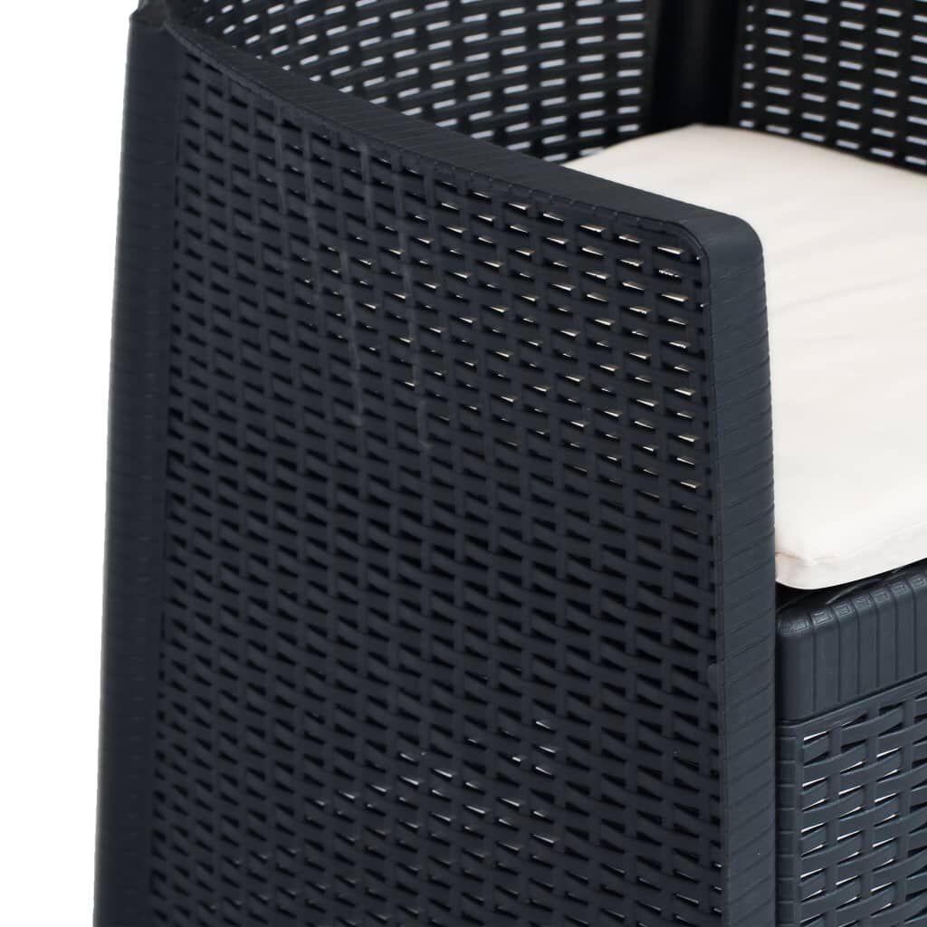 vidaXL 9 Piece Outdoor Dining Set Plastic Anthracite Rattan Look