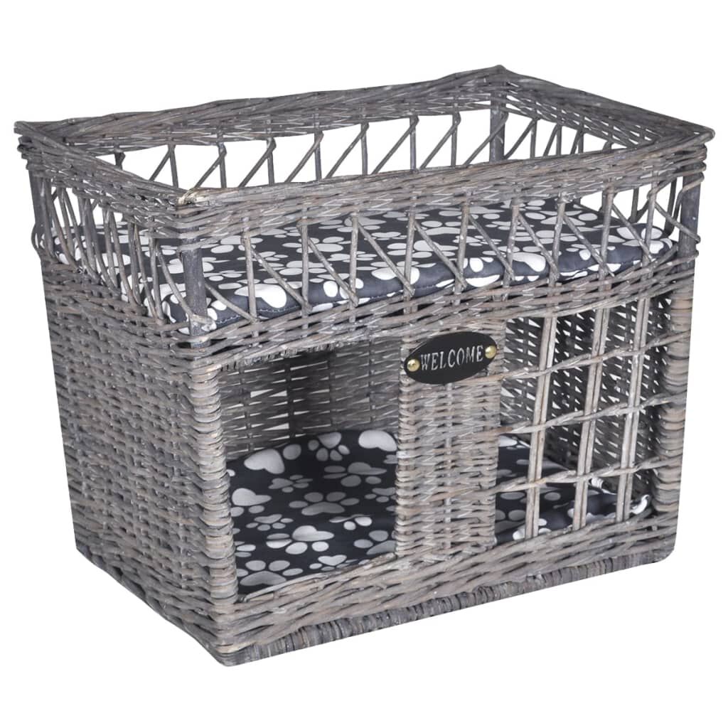 vidaXL Willow Cat Tree Pet House/Bed/Scratching Post with Cushion Square