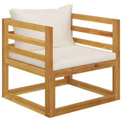 vidaXL 7 Piece Garden Lounge Set with Cushion Cream Solid Acacia Wood