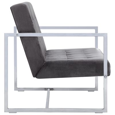 vidaXL 2-Seater Sofa with Armrests Dark grey Chrome and Velvet