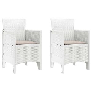 vidaXL Garden Chair 2 pcs White 53 x 49 x 85 cm PP