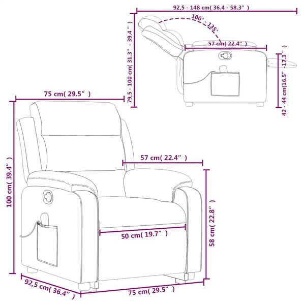 vidaXL Stand up Massage Recliner Chair Light Grey Velvet