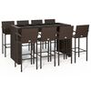 vidaXL 9 Piece Garden Bar Set Brown Poly Rattan