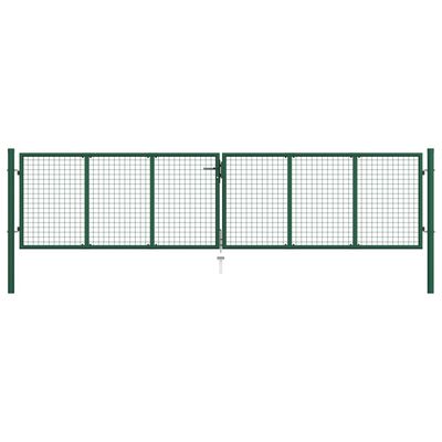 vidaXL Mesh Garden Gate Steel 390x100 cm Green