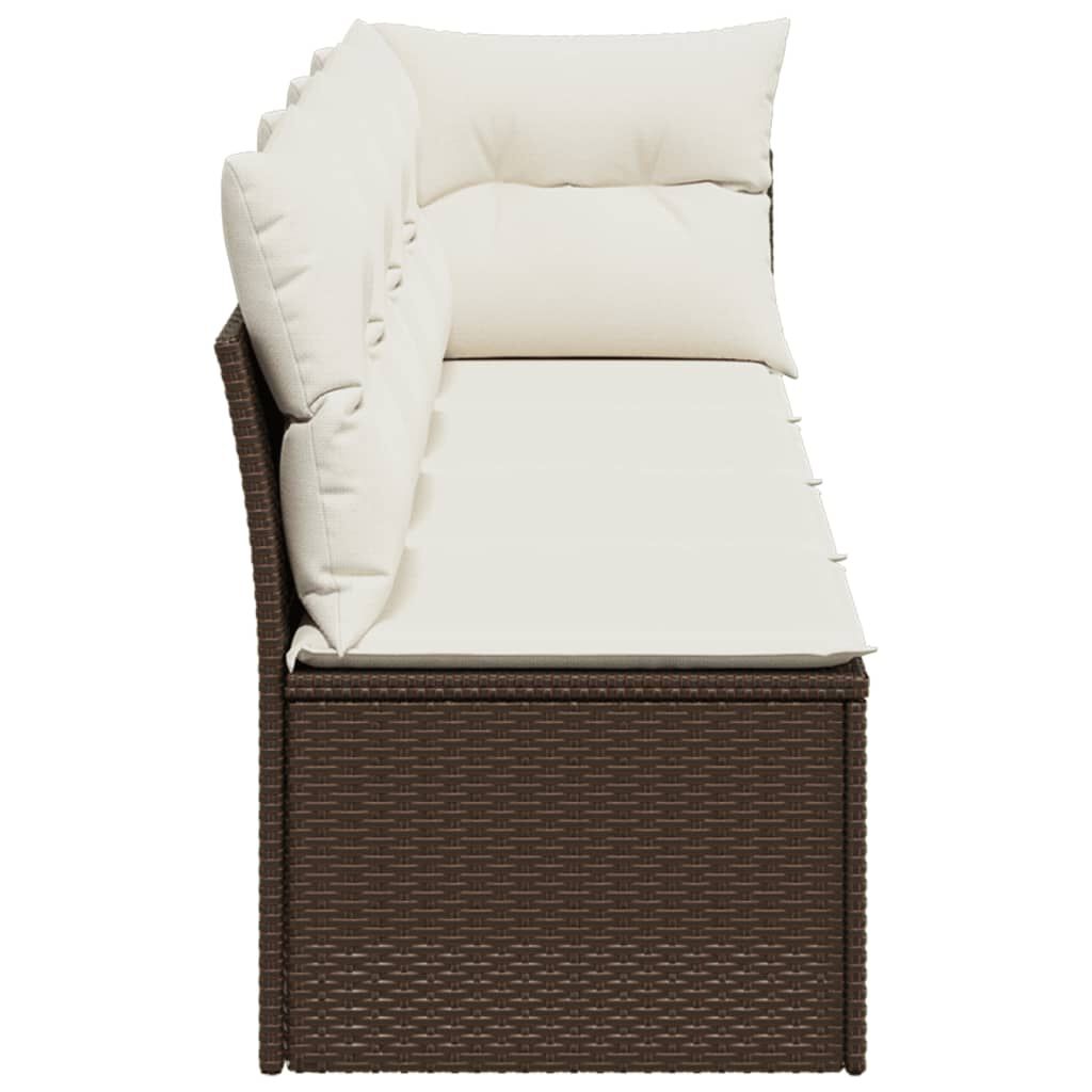 vidaXL Garden Sofa with Cushions 4-Seater Brown Poly Rattan