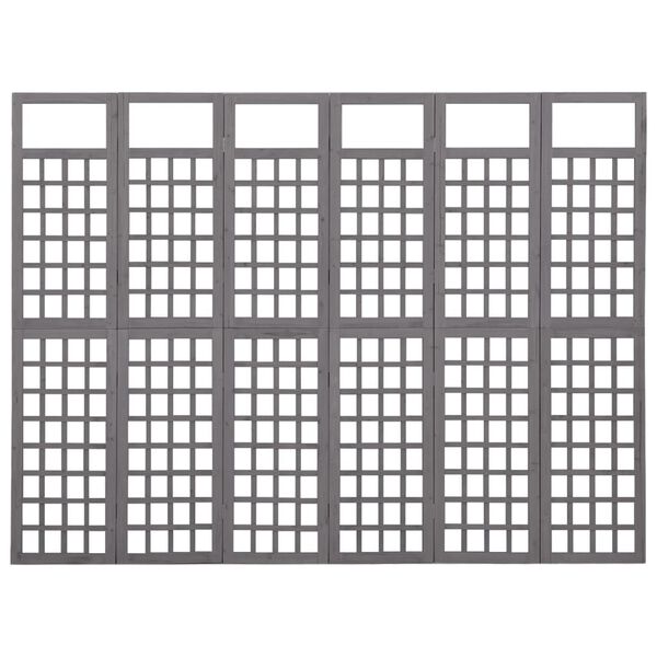 vidaXL 6-Panel Room Divider/Trellis Solid Fir Wood Grey 242.5x180 cm