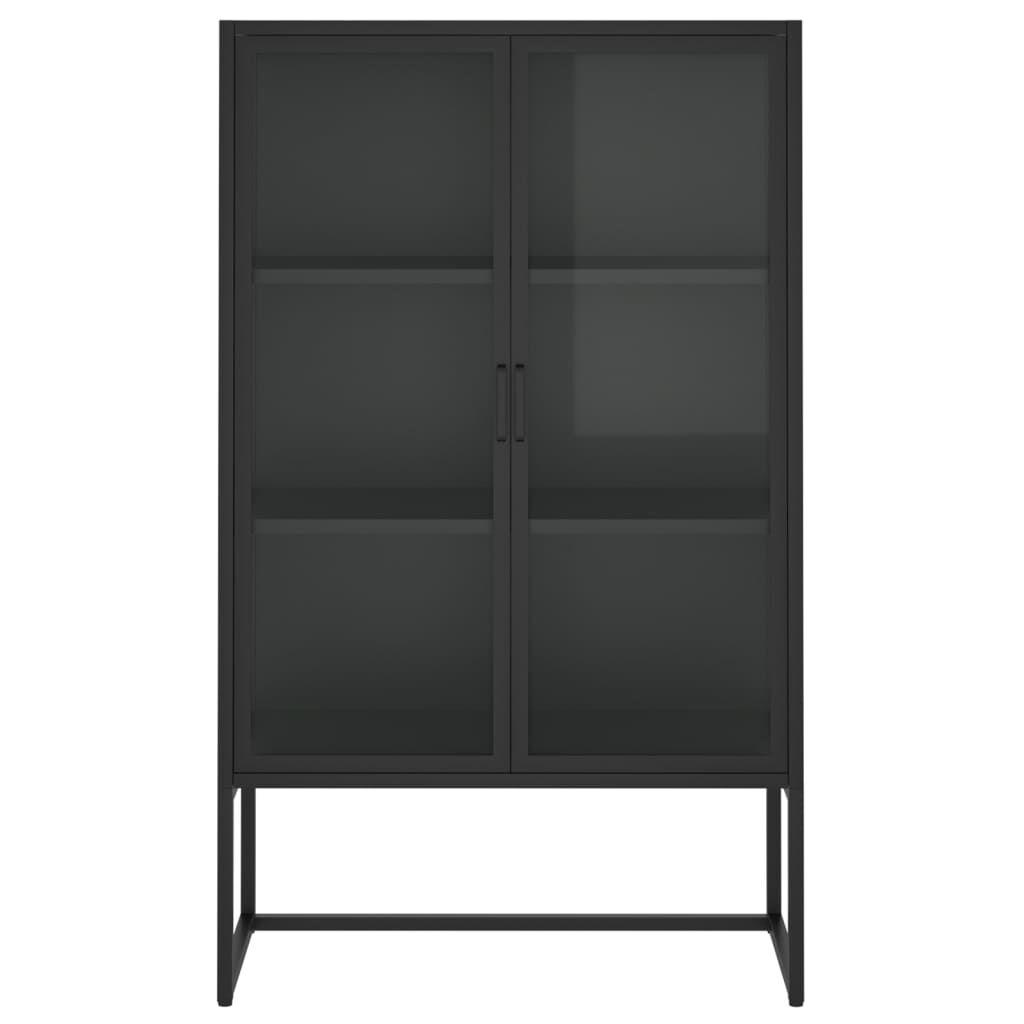 vidaXL Highboard Black 80x35x135 cm Steel and Tempered Glass