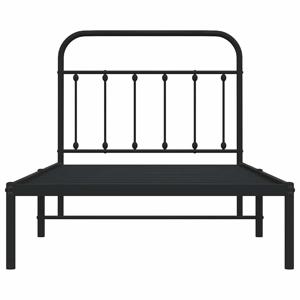 vidaXL Metal Bed Frame without Mattress with Headboard Black 100x190cm