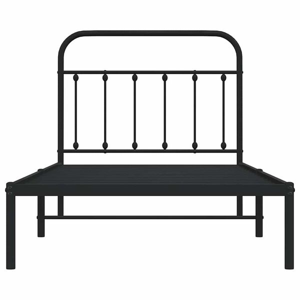 vidaXL Metal Bed Frame without Mattress with Headboard Black 100x190cm