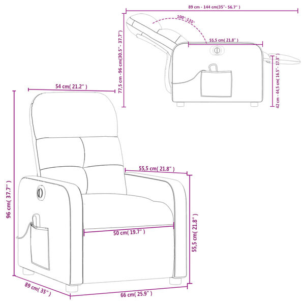 vidaXL Electric Massage Recliner Chair Dark Green Fabric