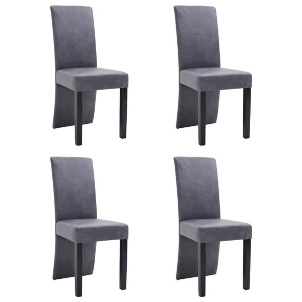 vidaXL Dining Chairs 4 pcs grey Faux Suede Leather
