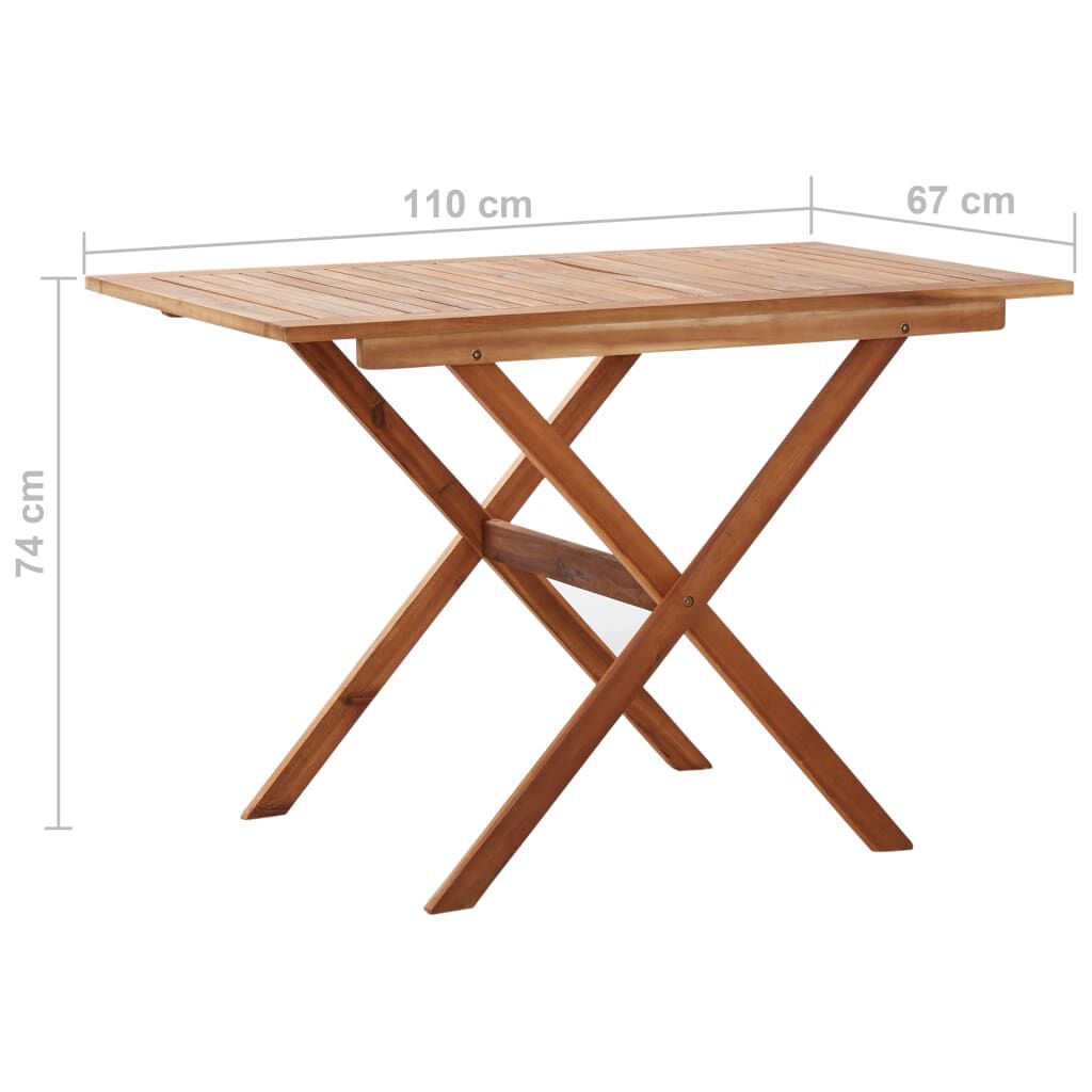 vidaXL Garden Table 110x67x74 cm Solid Acacia Wood