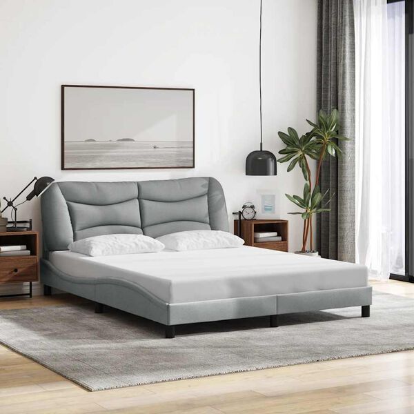 vidaXL Bed Frame without Mattress "Hvar" Light Grey 152x203 cm Fabric