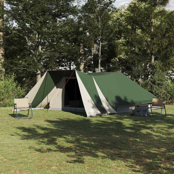 vidaXL Family Tent Folding Manual Green and Beige 660 x 456 x 200 cm