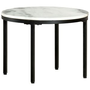 vidaXL Coffee Table White and Black &Oslash;50 cm Real Solid Marble