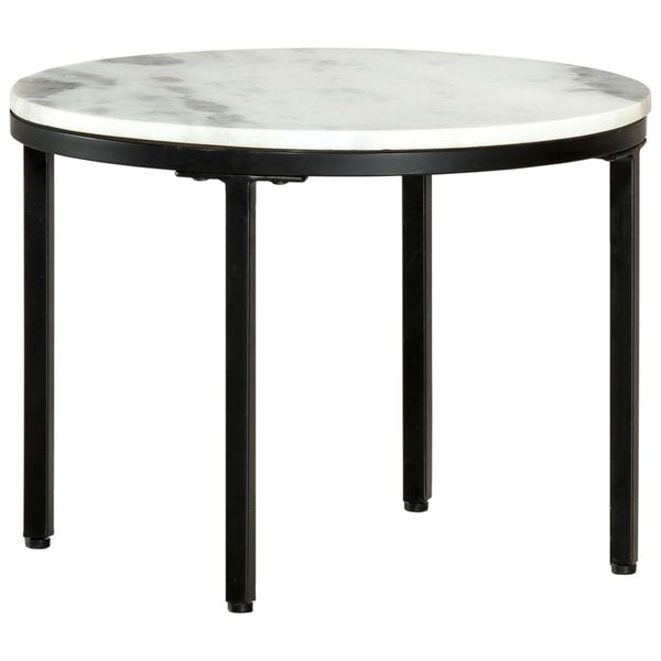 vidaXL Coffee Table White and Black &Oslash;50 cm Real Solid Marble