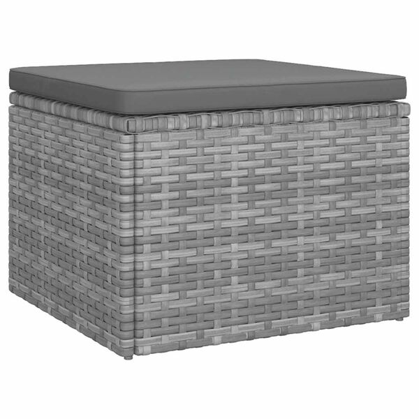 vidaXL 3-Seater Garden Sofa with Roof and Footstool Grey Poly Rattan