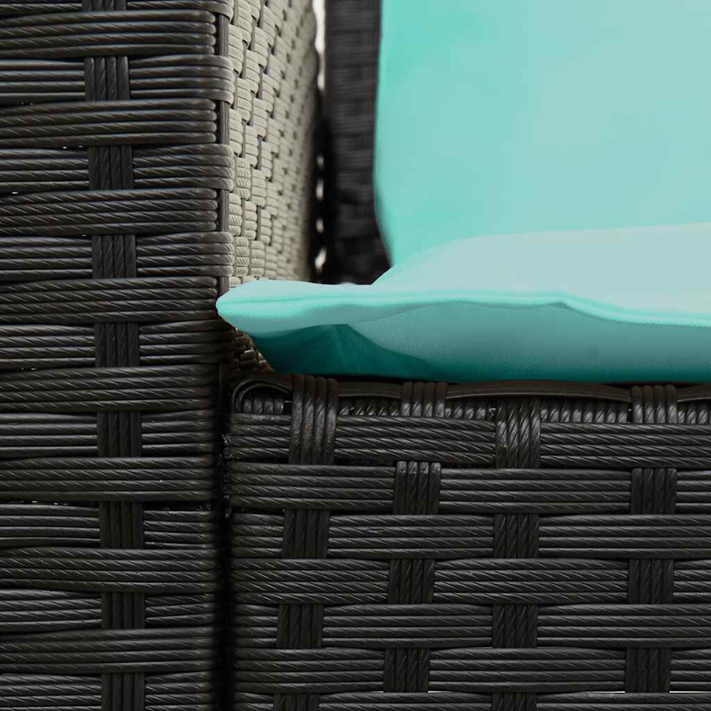 vidaXL Garden Sofa with Cushions Black Poly Rattan